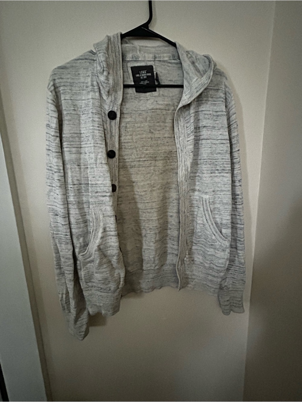 H&M Light Gray Hooded Button-Front Cardigan